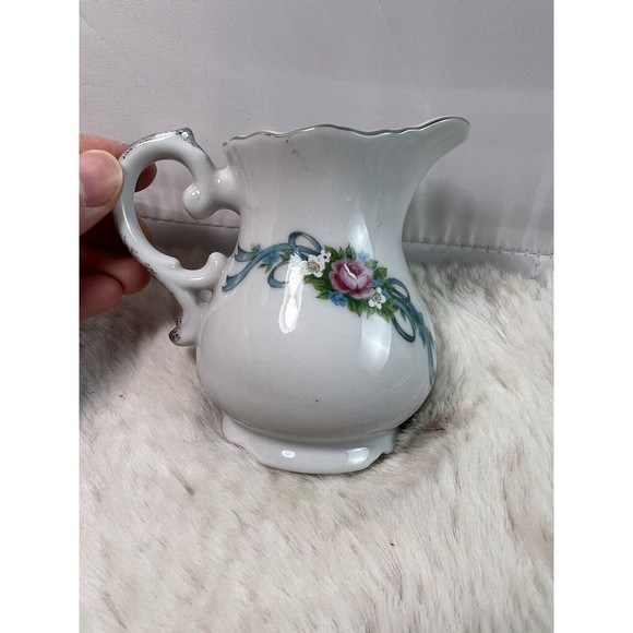 Vtg Norcrest 25th Anniversary Sugar &Creamer Set AN-926 Blue Bells/silver Japan - Picture 3 of 8